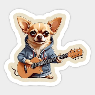 Chihuahua Playing Guitar Sticker